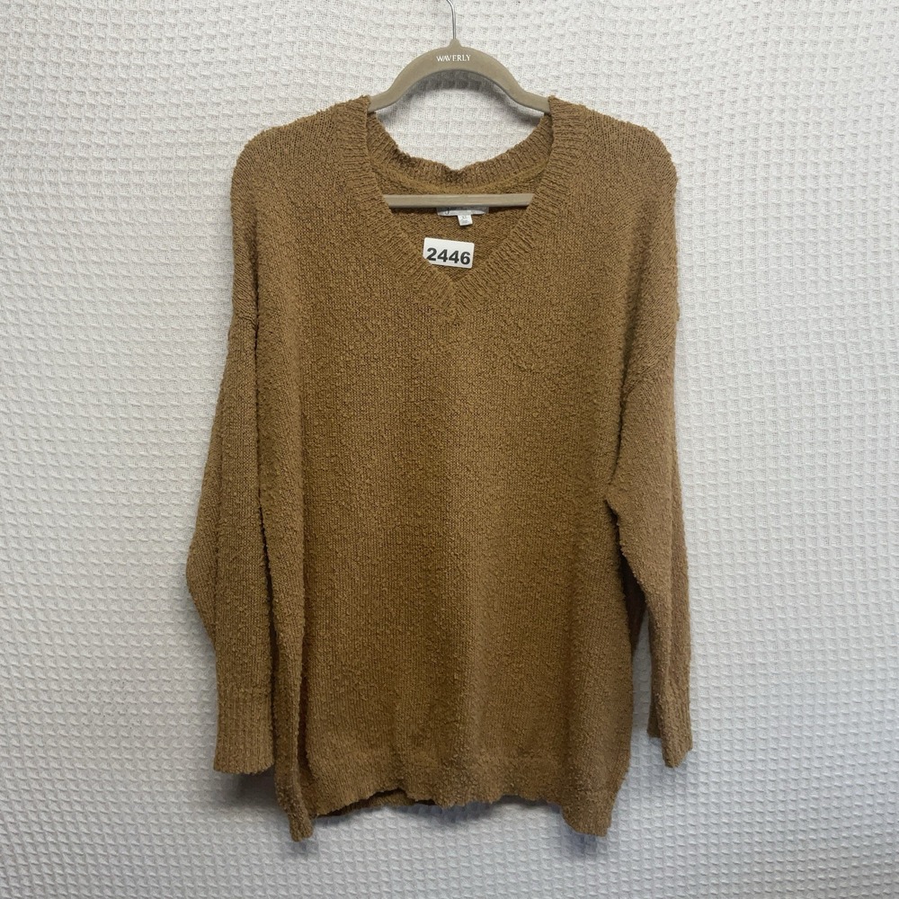 GRACE & LACE LIGHTWEIGHT WUBBY‎ SWEATER IN DIJON V-Neck Drop Shoulder Women's XL